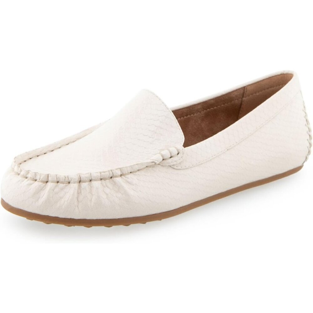 Aerosoles Womens Eggnog Snake Patent Closed Rounded Toe Over Drive Flats Loafer